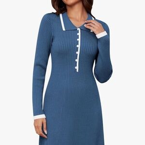 Women’s Gorgeous Blue Winter Long Sleeve Dress